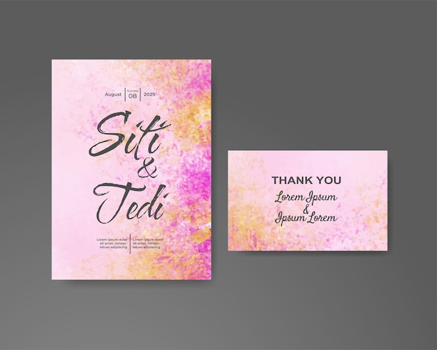 Wedding invitation with abstract watercolor background