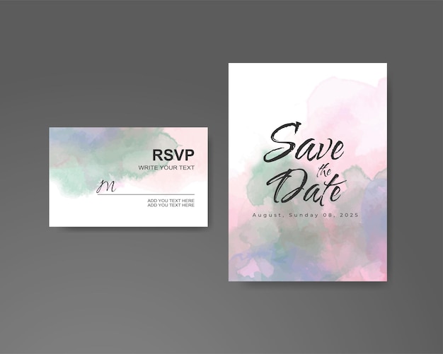 Wedding invitation with abstract watercolor background