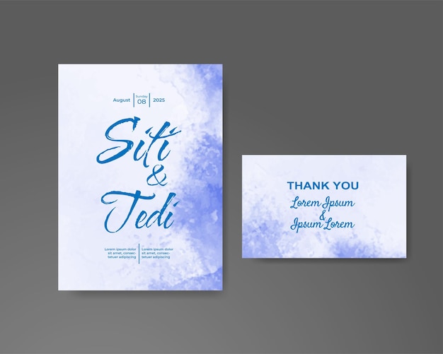 Wedding invitation with abstract watercolor background