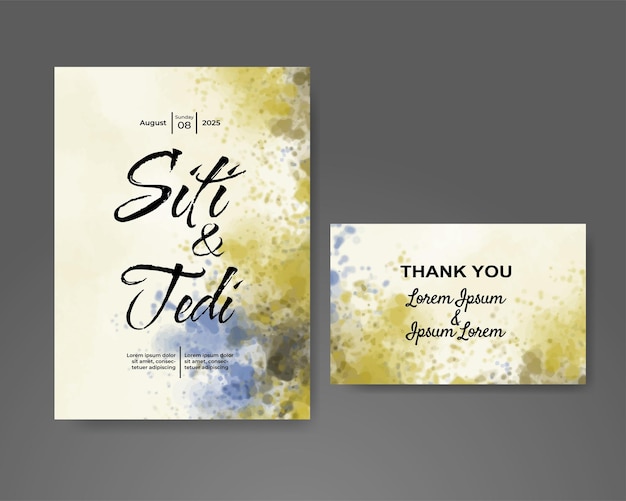 Wedding invitation with abstract watercolor background