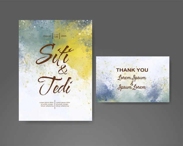 Wedding invitation with abstract watercolor background