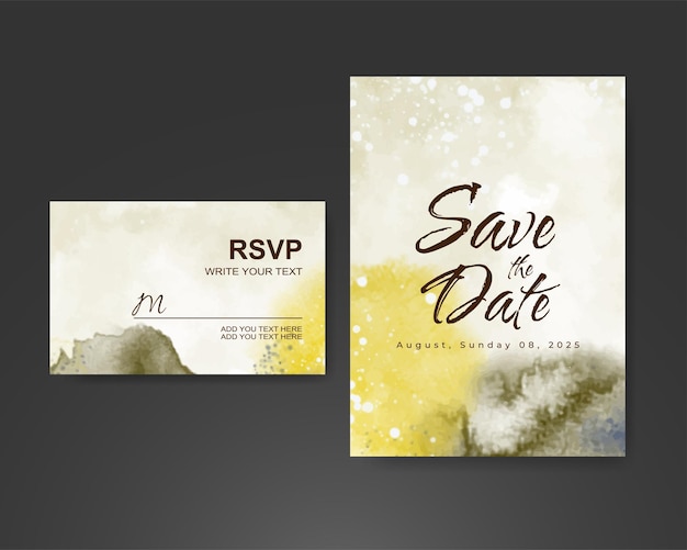 Wedding invitation with abstract watercolor background