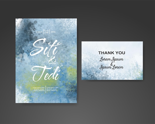 Wedding invitation with abstract watercolor background