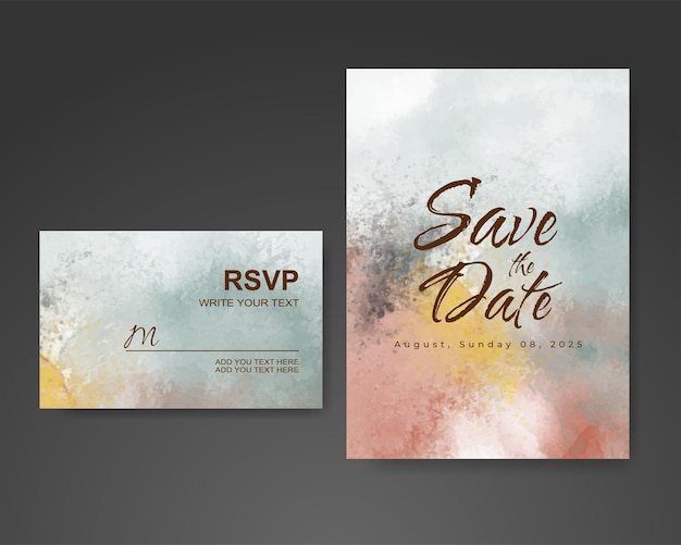 Wedding invitation with abstract watercolor background