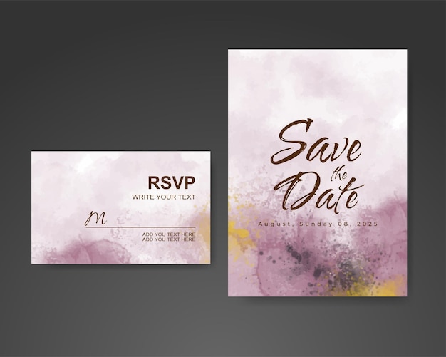 Wedding invitation with abstract watercolor background