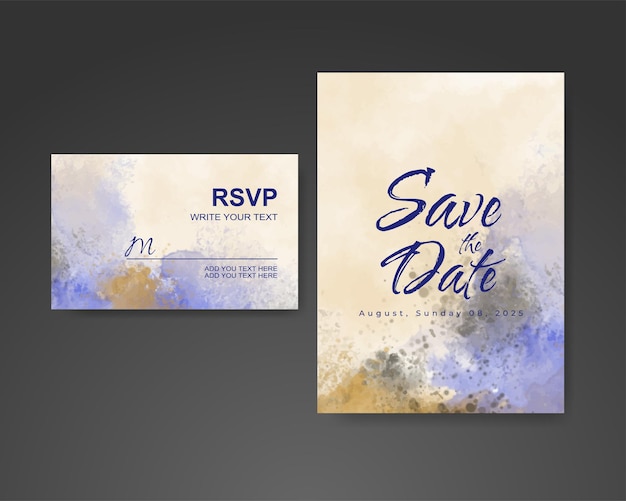 Wedding invitation with abstract watercolor background