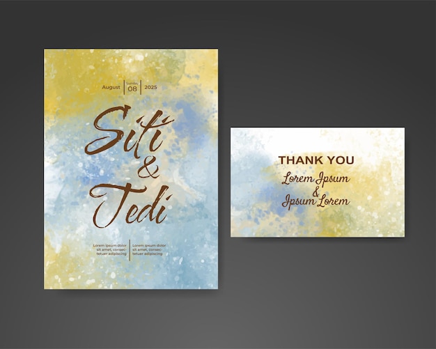 Wedding invitation with abstract watercolor background