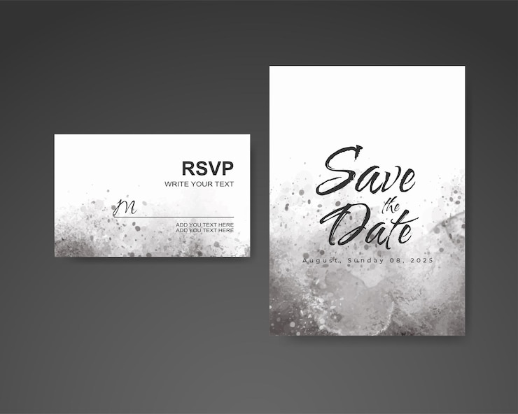 Vector wedding invitation with abstract watercolor background