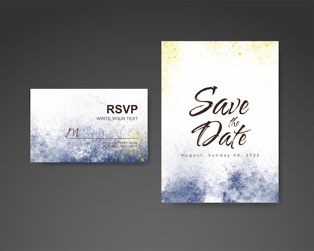 Wedding invitation with abstract watercolor background