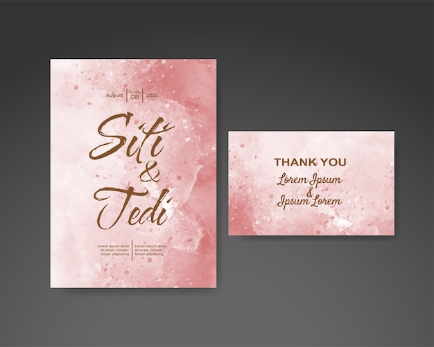 Wedding invitation with abstract watercolor background