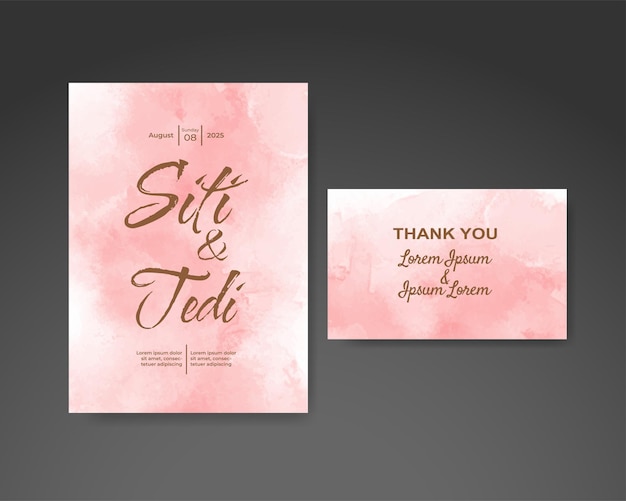 Vector wedding invitation with abstract watercolor background