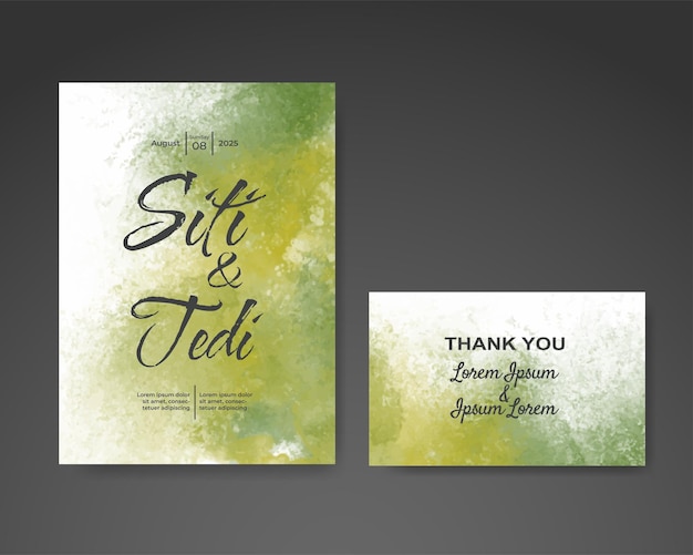 Wedding invitation with abstract watercolor background