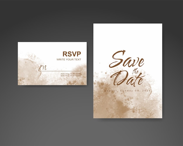 Wedding invitation with abstract watercolor background