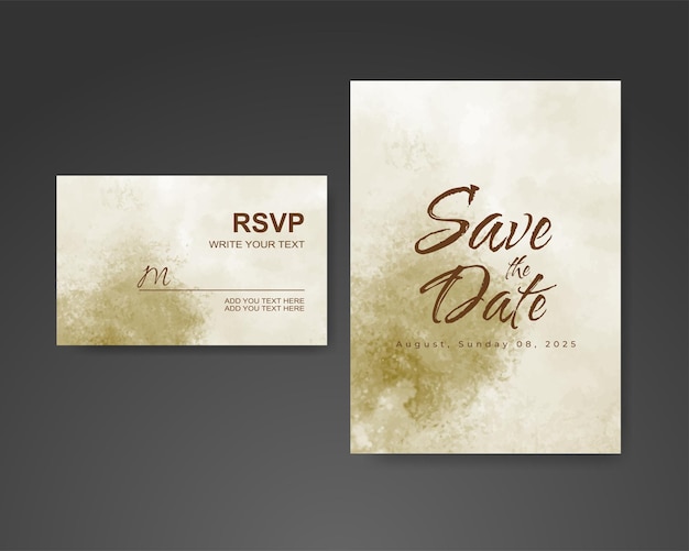 Wedding invitation with abstract watercolor background