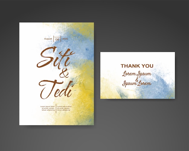 Wedding invitation with abstract watercolor background