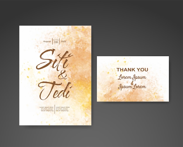 Wedding invitation with abstract watercolor background