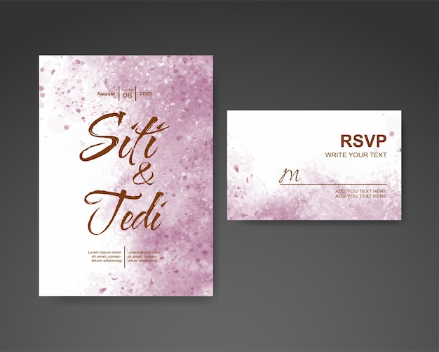 Wedding invitation with abstract watercolor background