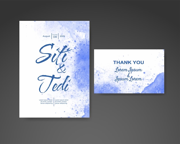 Wedding invitation with abstract watercolor background