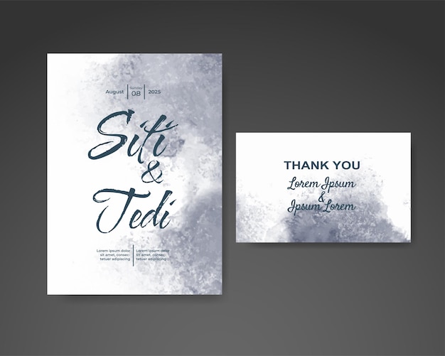 Wedding invitation with abstract watercolor background