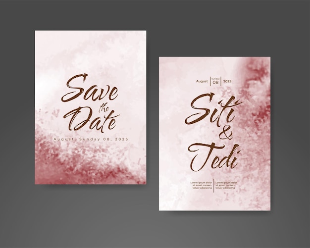 Vector wedding invitation with abstract watercolor background