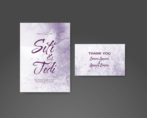 Wedding invitation with abstract watercolor background