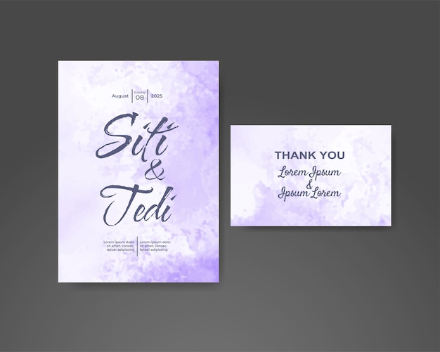 Wedding invitation with abstract watercolor background