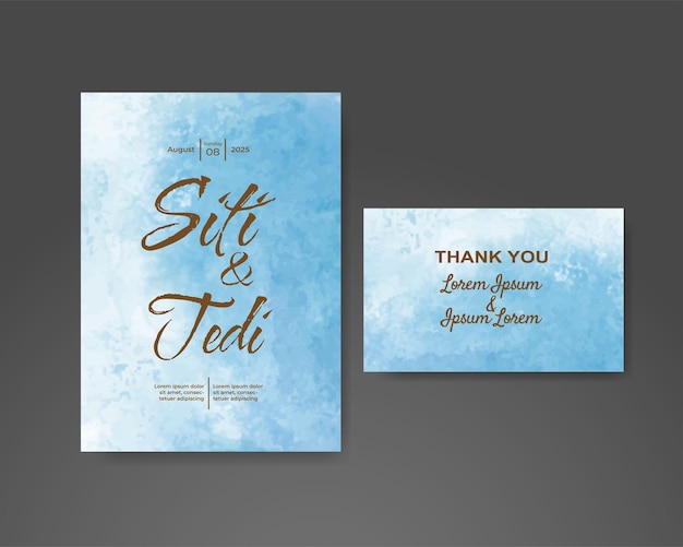 Wedding invitation with abstract watercolor background