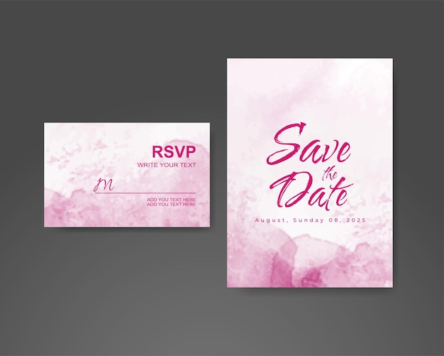 Wedding invitation with abstract watercolor background