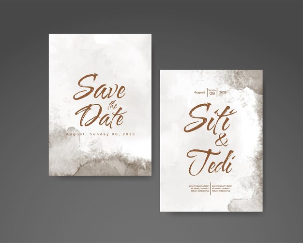 Vector wedding invitation with abstract watercolor background