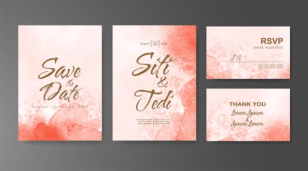 Wedding invitation with abstract watercolor background