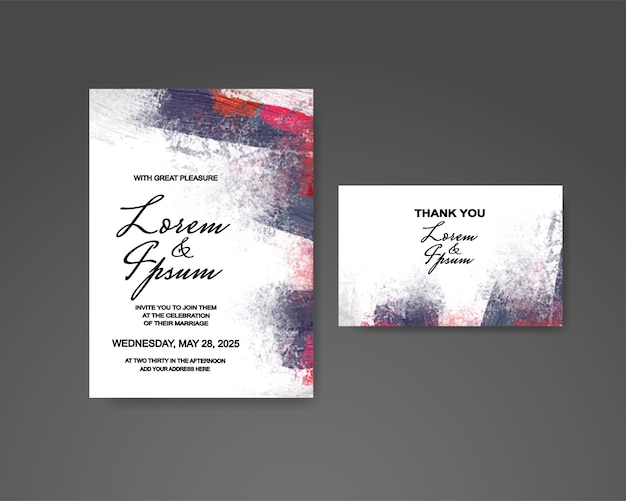 Wedding invitation with abstract watercolor background