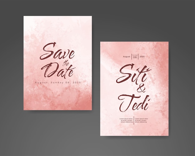 Wedding invitation with abstract watercolor background