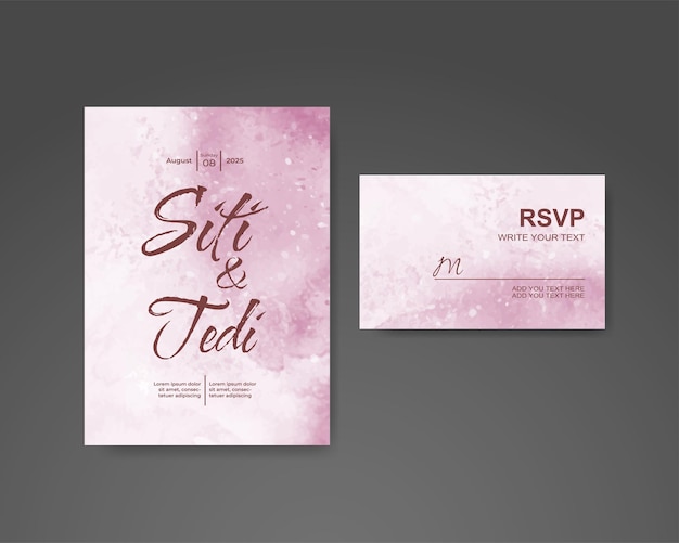 Wedding invitation with abstract watercolor background