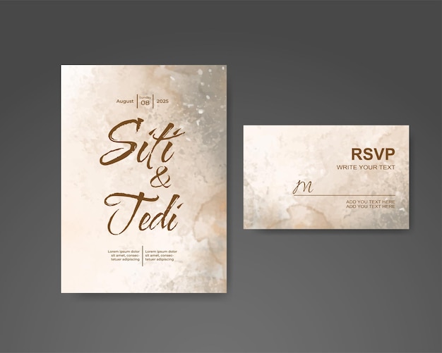 Wedding invitation with abstract watercolor background