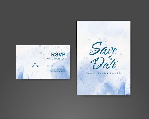 Wedding invitation with abstract watercolor background