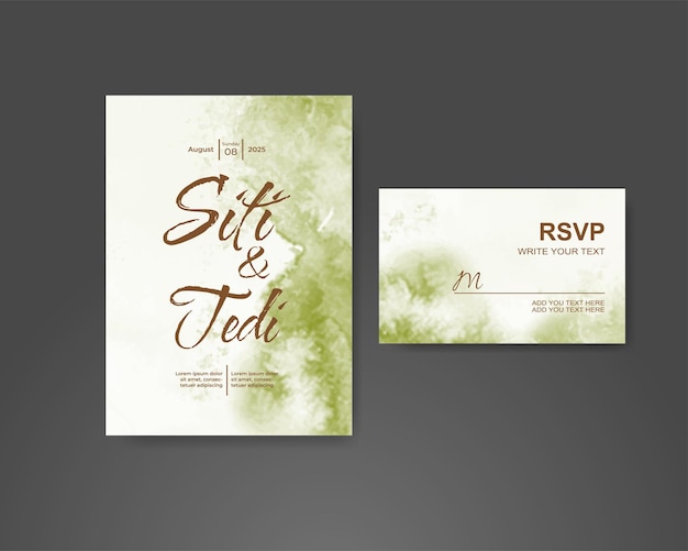 Wedding invitation with abstract watercolor background