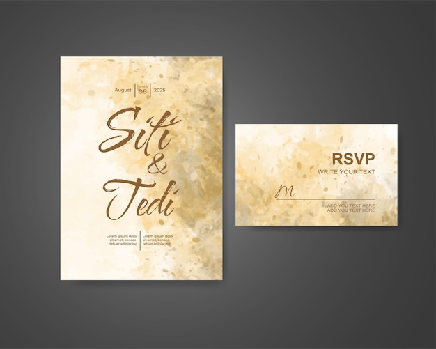 Vector wedding invitation with abstract watercolor background