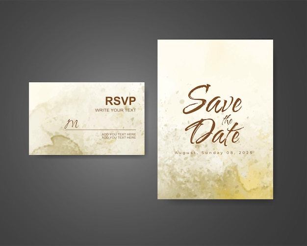 Wedding invitation with abstract watercolor background