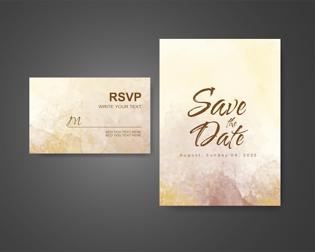 Wedding invitation with abstract watercolor background