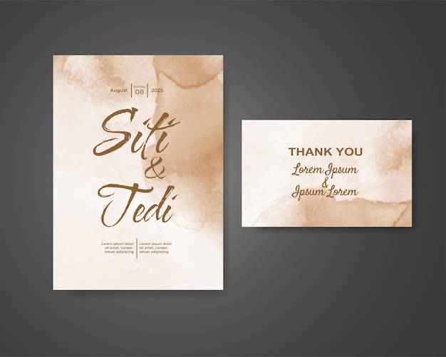 Wedding invitation with abstract watercolor background