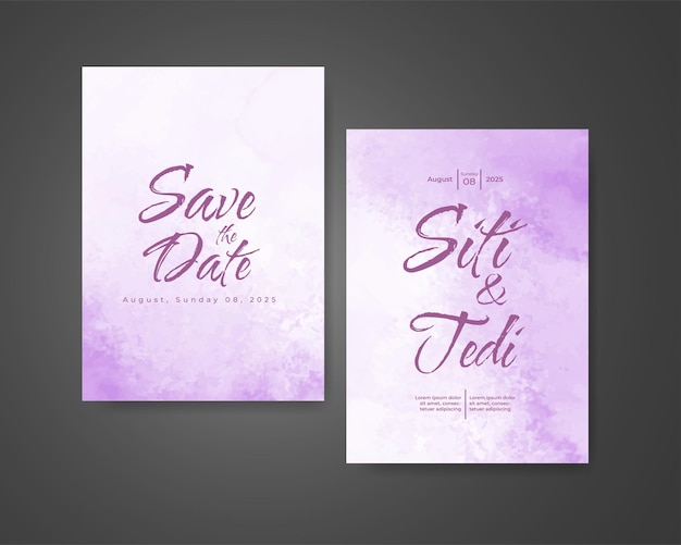 Wedding invitation with abstract watercolor background