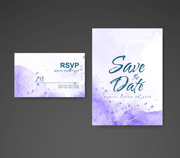 Wedding invitation with abstract watercolor background