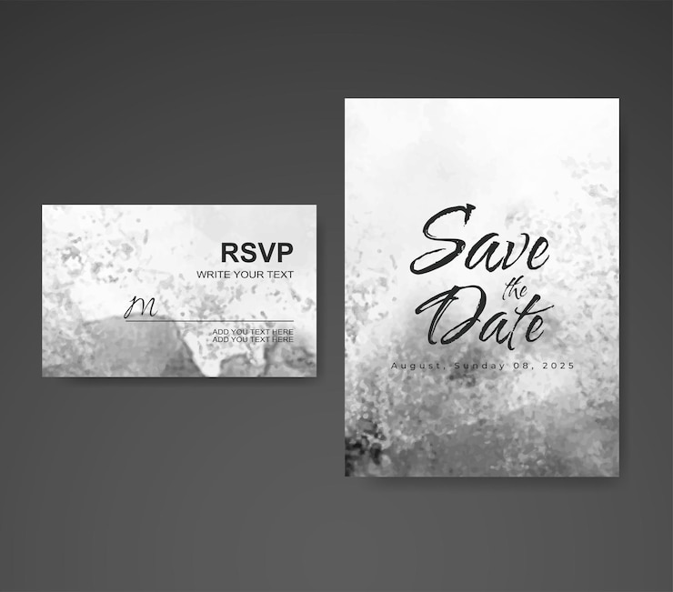 Vector wedding invitation with abstract watercolor background