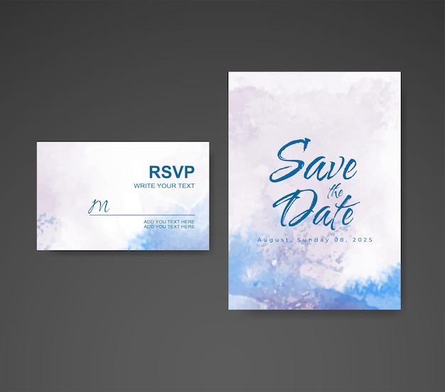 Vector wedding invitation with abstract watercolor background