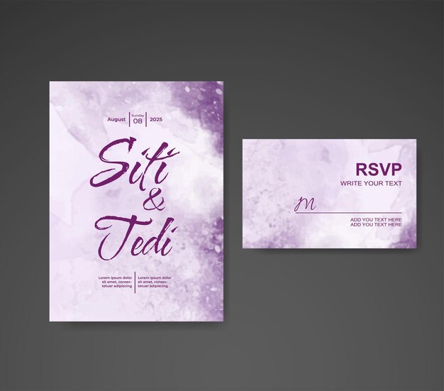 Wedding invitation with abstract watercolor background