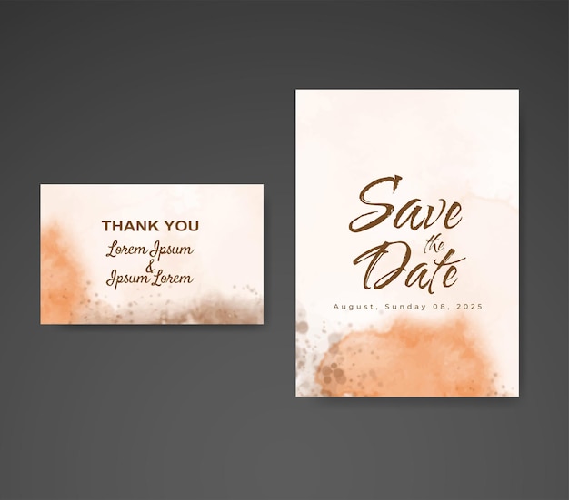 Wedding invitation with abstract watercolor background