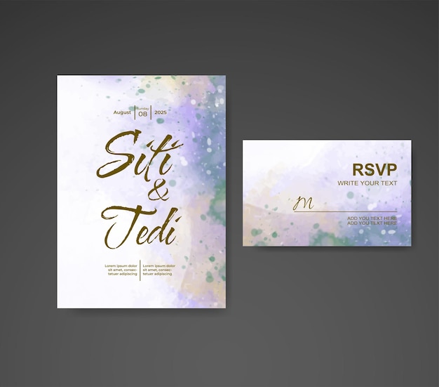 Wedding invitation with abstract watercolor background