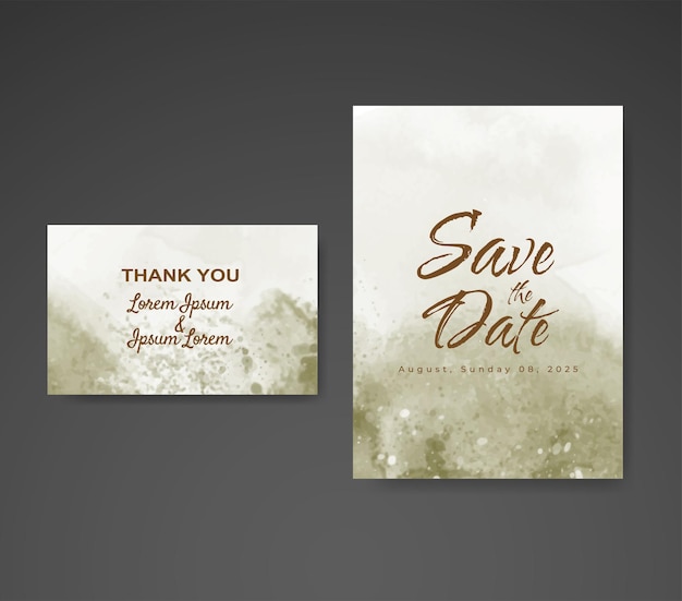 Wedding invitation with abstract watercolor background