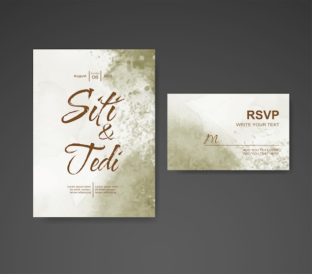 Wedding invitation with abstract watercolor background