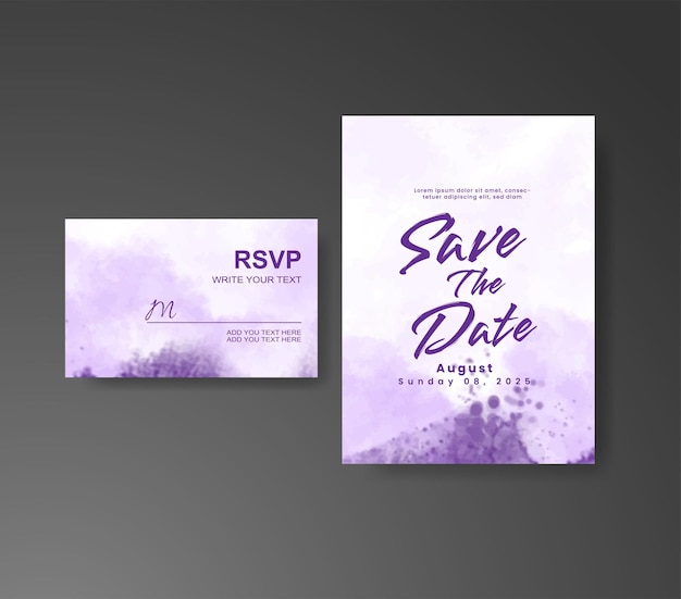 Wedding invitation with abstract watercolor background